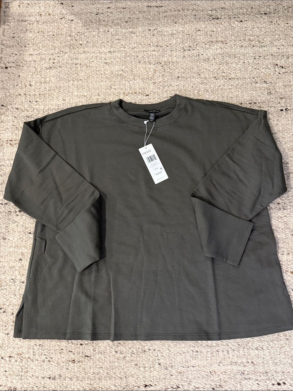 NWT Eileen Fisher Cozy Brushed Terry Hug High Crewneck Boxy Top- Medium - Picture 4 of 7